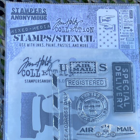 Tim Holtz and Stampers Anonymous Other - Tim Holtz and Stampers Anonymous Stamp and Stencil Airmail THMM141